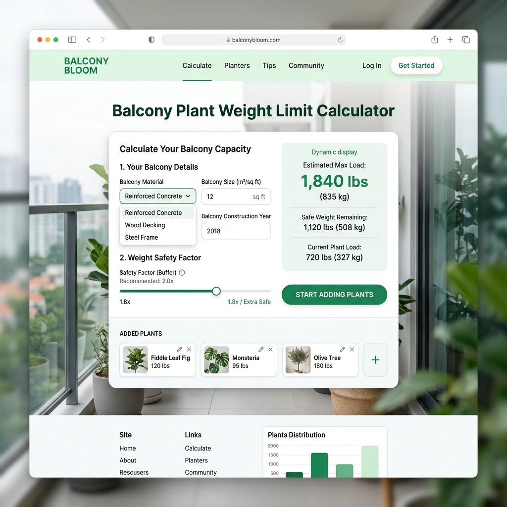 Balcony Calculator UI Mockup