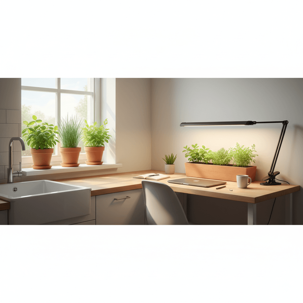 Micro Indoor Herb Garden on Windowsill and Desk Under 30 Dollars