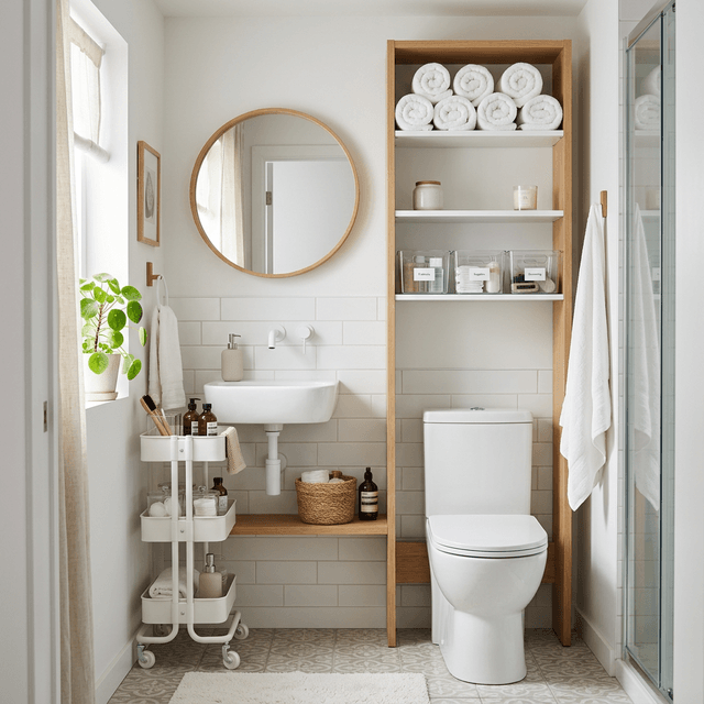 studio apartment bathroom storage