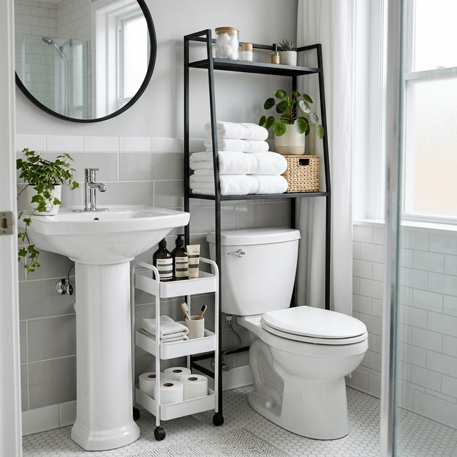 studio apartment bathroom storage