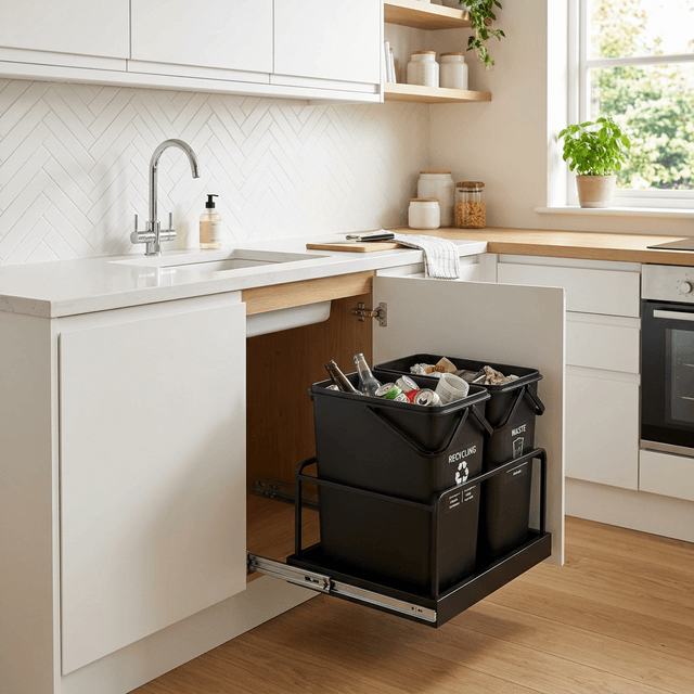 hidden recycling bins small kitchen