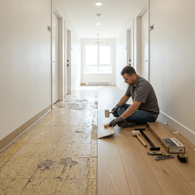 how to hide ugly apartment flooring