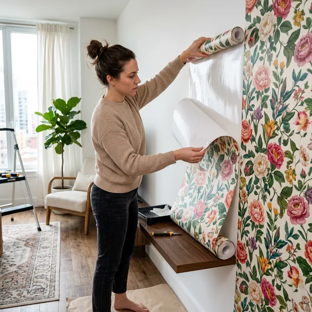 How to Install Renter-Friendly Peel and Stick Wallpaper Without Destroying Paint 1 renter-friendly peel and stick wallpaper