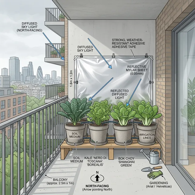 Technical illustration of Mylar reflector setup