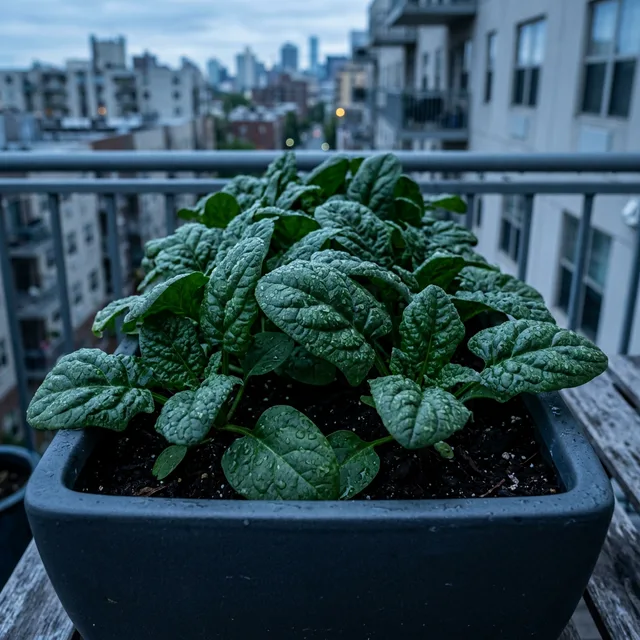 Spinach in a shaded planter