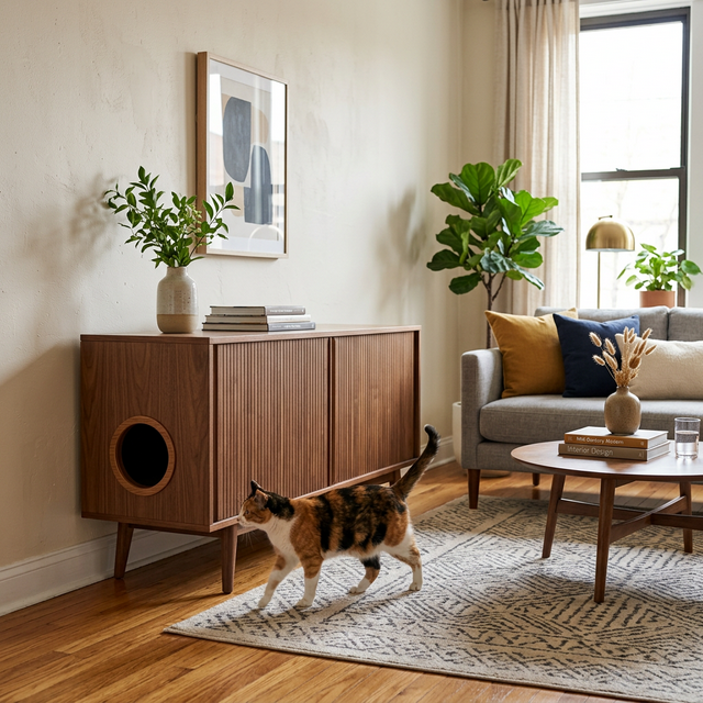 hide litter box studio apartment