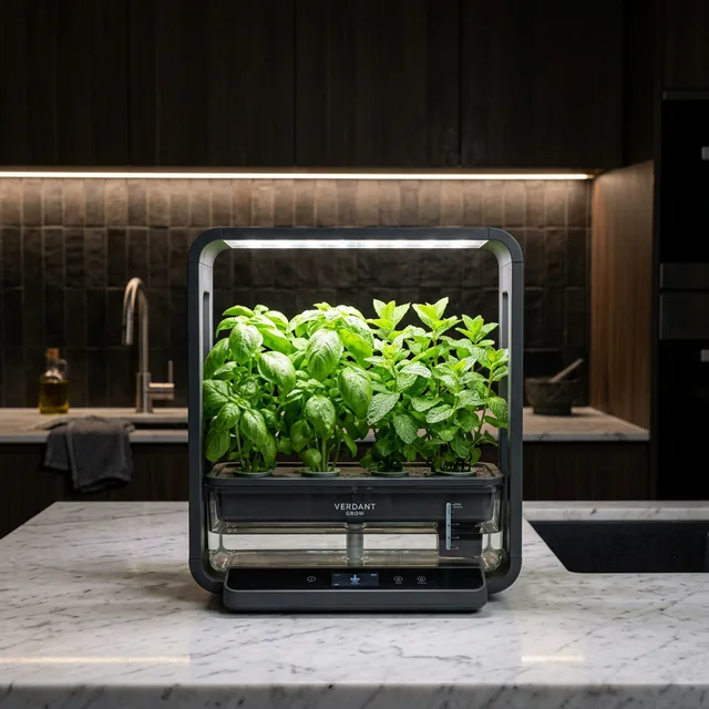 hydroponic herb garden for windowless kitchen