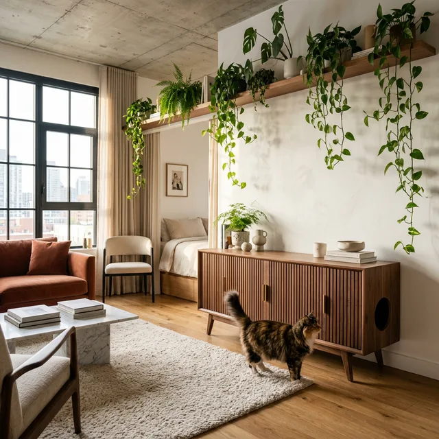 hide litter box studio apartment