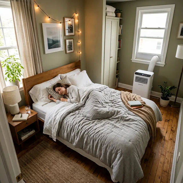 Modern quiet portable AC in a studio setup