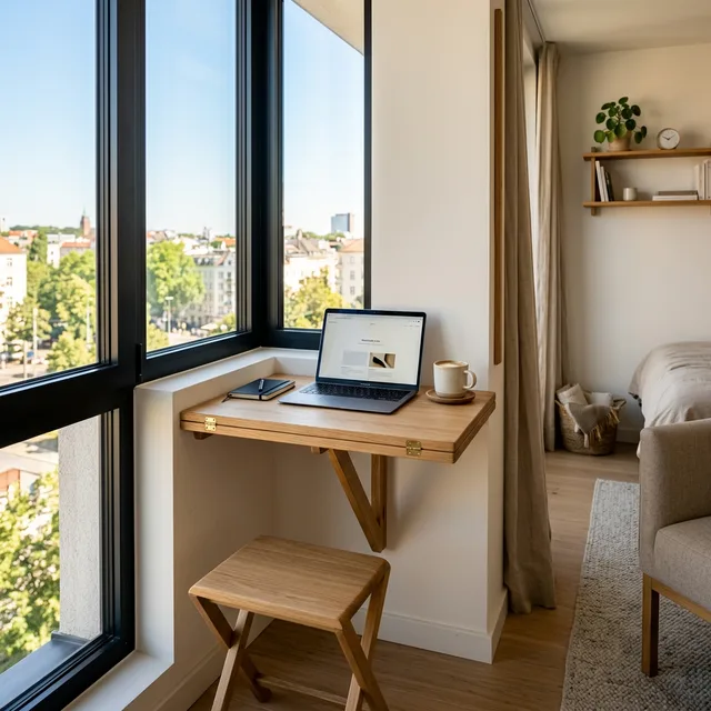 7 Best Folding Desks for Small Spaces (No Office Needed) 2 stylish folding desk setup for a small apartment office