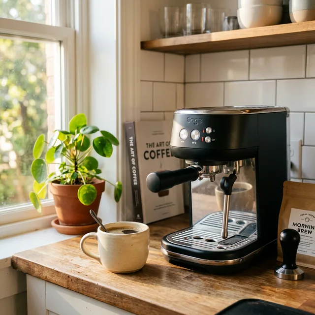 7 Best Small Space Coffee Makers for Tiny Apartment Kitchens 2 compact and stylish coffee maker on a small apartment counter