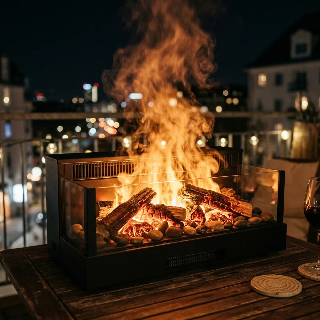 Safe electric fire pit for apartment balcony