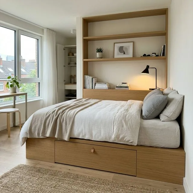 bed frame headboard storage small bedroom