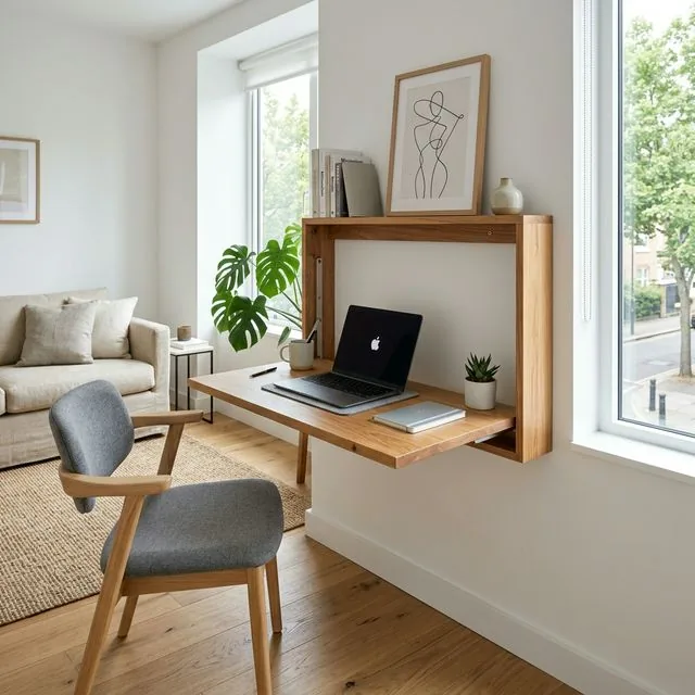fold flat wall desk small apartment renter