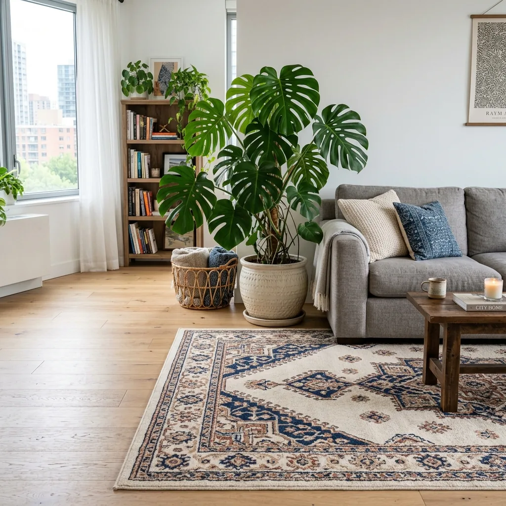 Renter Friendly Decor: 30 Ideas That Leave Zero Damage (2026) 4 renter friendly decor rug plant