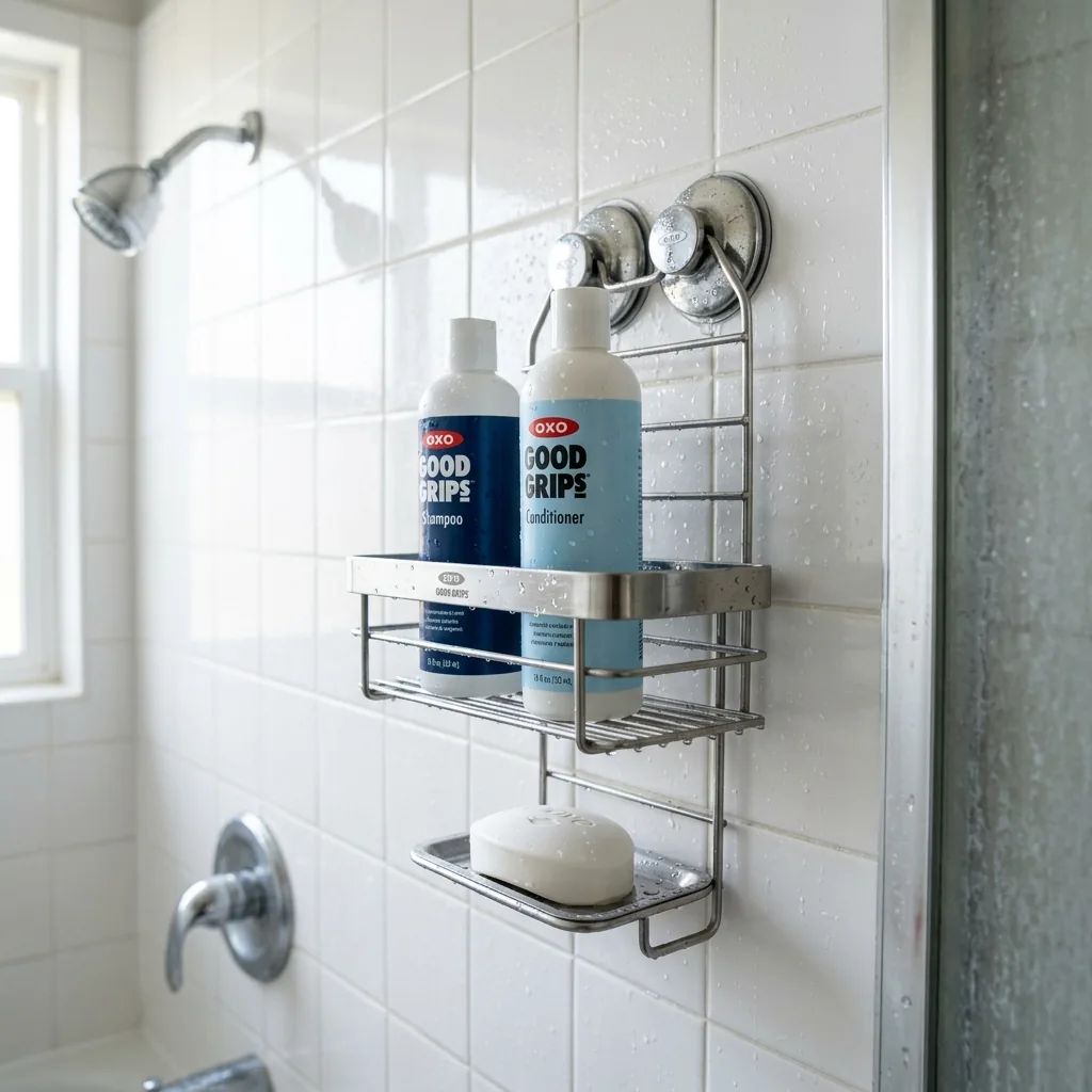 renter friendly shelves oxo shower