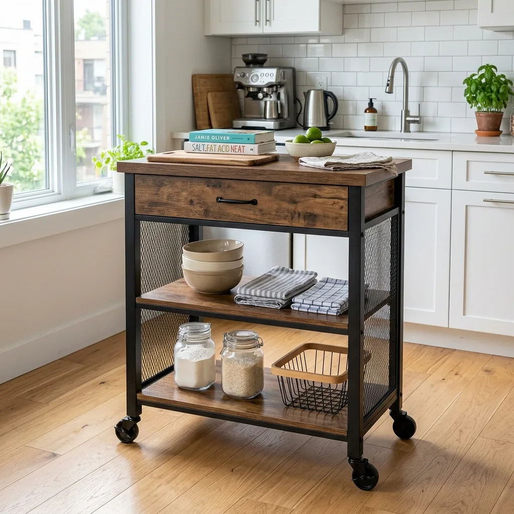 rolling kitchen island vasagle butcher block